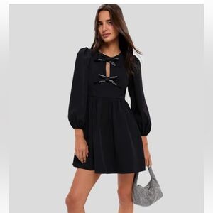 Hyacinth House Embellished Bow Blair Mini Dress